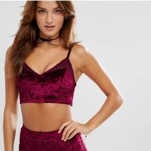Mink Pink Crush on you Velour Bustier -bralette Burgundy